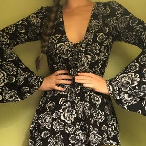 Forever 21 black floral romper